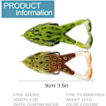 Miniatyrbilde 2 av 4: 2 stk fiskefrosk, fiskeagn, 9cm dobbel froskepropeller, mykt agn med 3D-øyne, 360° roterende hale kunstig mykt agn med og for utendørs