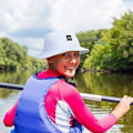 Miniatyrbillede 5 af 5: Todelt (sort og hvid) bambushat, børns solskyggehat, smilende ansigt solskyggehat, solbeskyttelse rejsehat, mandlig og kvindelig fiskerhat