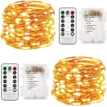 Miniatyrbilde 1 av 3: 2-pak Batteridrevne Julelys, 10 Meter 100 LED Lyslenke med Fjernkontroll Timer Blinkende Feelyst 8 Moduser Firefly Lys for Gaver