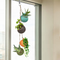 Miniatyrbild 3 av 5: Kruka upphängd i keramik (4-pack) - Hängande kruka för inomhusväxter - flerfärgad hängande vas med jutesnöre - perfekt för inomhus & utomhus, h