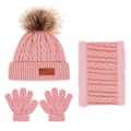 Miniatyrbild 2 av 5: Barnens vintervarma mössa halsduk handskar set, varm stickad virkad tjock fluffig småbarnsmössa Pom Pom mössa varm handskset för flickor pojkar barn