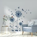 Miniatyrbild 2 av 5: Väggdekaler Blå maskros väggdekal blå blommor Väggdekal fjärilar maskros för salonger sovrum skrivbord soffa bakgrund väggdekoration