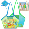 Miniatyrbild 1 av 5: 2 st Mesh Strandleksaksväska, Fällbar Stor Mesh Väska Mesh Strandväska Barn Strandväska Förvaring Strandleksaksväska, för Simning Strand Resa