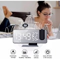 Miniatyrbild 4 av 4: Projektionsväckarklocka, digital väckarklocka med projektion, klockradio med USB-anslutning, stor LED-skärm, dubbel alarm snooze, projektion ljus