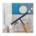 Miniatyrbillede 3 af 3: Bruse Squeegee med Sugkopholder - 22,8 cm Sort - Vindue Squeegee til Badeværelse - Silikon Rustfrit Stål Kroge Inkluderet Bruse Tilbehør