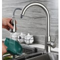 Miniatyrbild 4 av 4: 304 Rostfritt Stål Utdragbar Köksblandare 360° Svängbar Diskho Blandare med Utdragbar Spray (Engineering Style Plast Ventilkärna Säte)