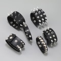 Pikkukuva 5 / 5: 6-osainen nahkainen niitattu punk-rannekoru miehille, naisille, 80-luvun niitattu rannekoru, goottilainen punk rock -rannekoru, niitattu niitattu rannekoru, unisex-metalli, H:lle