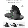 Miniatyrbilde 2 av 5: 3 i 1 Sammenleggbar Trådløs Ladekabel, Hurtigladestasjon Berøringskontroll LED-indikator Display for Smarttelefon Klokke Knapper - Hvit