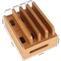 Miniatyrbillede 5 af 5: Bambus træ skrivebord multi-enhed ledninger arrangør stativ og opladningsstation oplader dock holder til iPhone 14 13 12 11 Pro Max XS iPad Mini 4