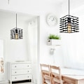 Miniatyrbilde 4 av 5: Industriell anheng lysekrone bur jern taklampe E27 for soverom spisestue bar svart - firkant - svart