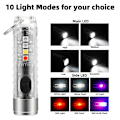 Miniatyrbild 2 av 4: S11 Mini Bärbar Ljusstark LED Taktisk LED Nyckelring Ficklampa USB Laddningsbar IP65 Vattentät Multifunktionell för Nödsituationer med Batteri