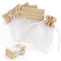 Miniatyrbillede 1 af 5: Organza gaveposer, 30 stk. Bryllups smykkeposer, 10x15cm snørepose i burlap gavepose net slikpose smykkeposer til bryllup, fest, fødselsdag