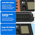 Miniatyrbillede 2 af 5: Solar Charge Controller, 12V 24V 30A PWM Solar Opladningscontroller Dobbelt USB 5V Output Solar Panel Oplader Regulator med LCD Display til Bly-syre Batteri