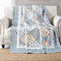 Miniatyrbillede 1 af 5: Blå sengetæppe 150x200cm, blødt og behageligt 100% bomuld enkelt sengetæppe, blåt mønstret patchwork sengetæppe, ægte patchwork sengetæppe, egnet