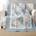 Miniatyrbillede 1 af 5: Blåt sengetæppe 130x150cm, blødt og behageligt 100% bomuldssengespread, blåt mønstret patchwork sengetæppe, ægte patchwork sengetæppe, egnet