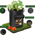 Miniatyrbilde 2 av 4: 3 stk. Potetdyrkingspose, Potetdyrkingspose, Potetdyrkingspose med synlig klaff og håndtak for grønnsaker, frukt, blomster, poteter (svart)