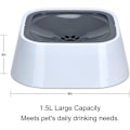Miniatyrbilde 2 av 5: Drikkeskål for kjæledyr, 1,5L flytende drikkeskål, anti-overløpsskål for hunder og katter, BPA-fri, sklisikker, holder munnen tørr (Grå)