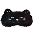 Miniatyrbild 1 av 5: Söt sovmask, svart katt mjuk plysch fluffig sovmask rolig tecknad kattunge ögonbindel romantisk ögonmask ögonmask (svart, katt)