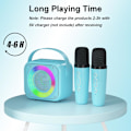 Pikkukuva 4 / 5: Karaoke-kone lapsille, Mini kannettava Bluetooth-karaokekaiutin 2 langattomalla mikrofonilla ja värikkäillä valoilla lapsille aikuisille, lahjat lelut tytöille pojalle