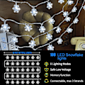 Miniatyrbild 3 av 4: 80 LED julsnöflingor, 32 fot snöflinga ljusslinga inomhus, 8 lägen plug in jul ljusslinga, vattentät julbelysning för Chr