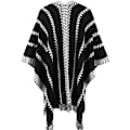 Miniatyrbillede 2 af 3: Dame Kappe Kappe Sjal Ekstra Stor Vinter Varm Cardigan Trykt Tæppe Cardigan Kappe Strikket Kappe Frakke Dame Kappe(sort)
