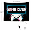 Pikkukuva 3 / 4: 200 x 150 cm Koristeellinen Seinävaate Makuuhuoneeseen - Game Over Ohjain Monitori - Kangastapetti - Esteettinen Seinävaate - Panoraamakoristelu