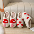 Miniatyrbild 3 av 5: Svamptofflor dam fluffiga retro mjuka plysch hemmaslippers fluffiga slip-on bekväma inomhus utomhus tofflor 24,5 cm