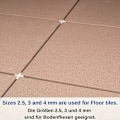 Miniatyrbilde 3 av 5: Fliser, 3 mm tykke, 1000 stk., kryssede fuger for jevn avstand ved flislegging, kryssøkene kan kobles sammen, 1000 x Kryssflis,