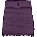Miniatyrbillede 1 af 5: Polyester Microfiber Sengesæt (4 Dele, Lilla) - 1 Fitted Lagen 150x200cm, 1 Fladt Lagen 266x259cm og 2 Pudebetræk 50x75cm