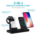 Miniatyrbillede 2 af 4: 3-i-1 Mobiltelefon Ur Øretelefon Trådløs Oplader Skrivebordsstativ 10W Hurtig Opladningsstativ-Sort