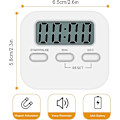 Miniatyrbillede 2 af 5: Hvid magnetisk køkken timer med stort LCD-display, med stopur, høj alarm og nedtællingstimer