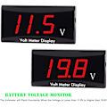 Miniatyrbilde 3 av 4: Motorsykkel Voltmeter DC 12V Digital Voltmeter Måler LED Display Spenningsmåler for Motorsykkel Bil Batterispenningsmonitor