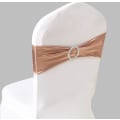 Miniatyrbilde 1 av 5: Elastisk stoltrekk med spenne for bryllup, Lycra stol sløyfe, Rose Gold, 10 stk