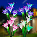 Miniatyrbillede 2 af 5: 2 stk. Solcellelamper Udendørs, Lily Solcelle Have Lamper LED Solcellelamper Farveskift Større Blomster og Solpaneler Have Dekoration til Terrasse, Stier,
