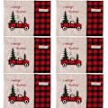 Miniatyrbillede 2 af 4: 6 stk. Jule Buffalo Plaid Dugunder Farmhouse Rød Lastbil Ferie Bord Dugunder, Bomuld Linned Rød og Sort Buffalo Check Dugunder til Spisebord C
