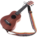 Miniatyrbilde 4 av 5: Ukulele-rem, bohemsk strikket bomullsbelte, justerbar bomullsrem for gitar med lærspiss - Retro-stil - for ukulele og liten gitar (Ra