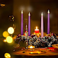 Pikkukuva 5 / 5: 4 kpl LED-liekittömiä adventtikynttilöitä, violetti ja vaaleanpunainen, jouluun ja adventtirituaaleihin