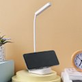 Miniatyrbillede 2 af 3: Hvid skrivebordslampe med USB-strømkabel, tre-trins lysstyrkejustering, 360° roterende svanehals