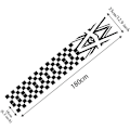 Pikkukuva 2 / 5: (Musta) 1 pari 18 cm tarroja ruutulipun sivuraidoilla Trellis Treshing graafiseen naarmuun vedenpitävä autoteline Tarran sivukoriste