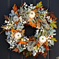 Miniatyrbillede 3 af 5: Frosty Leaf Kunstig Blomsterkrans af Græskar - Orange, Dekorativ, Indendørs og Udendørs