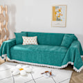 Miniatyrbillede 2 af 3: Holdbar grøn sofaovertræk til 3-personers sofa, blødt og elegant sofaovertræk tæppe til lænestol, vaskbart kæledyrs sofa beskytter til stue boho sofa