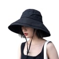 Miniatyrbillede 1 af 5: Bredskygget Bucket Hat, Beskyttelsesvurderet Rejse Strand Solhat med Semi-Stiv Justerbar Foldbar Skygge