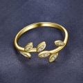 Miniatyrbilde 3 av 5: (Gull) S925 Sølv Olivengren Ring - Åpen Bladring - Sterling Sølv Forlovelsesring