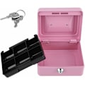 Miniatyrbilde 5 av 5: Låsbar stålsikkerhetsboks, Mini bærbar sikkerhetsboks, Mini bærbar stålsikkerhetssafe, med 2 nøkler, for bulkpenger, mynter (rosa)