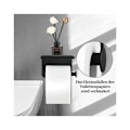 Miniatyrbild 3 av 4: Vägghängd toalettdörr med hylla, dörrrulle självhäftande toalett för badrum, tapet väggstöd utan borrning toalettpapper toalett wc -NOIR