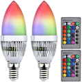 Miniatyrbilde 1 av 4: 2 stk 3W E14 16 fargede LED-pærer med fjernkontroll RGB SES dimmbare stemningslys for bardekorasjon