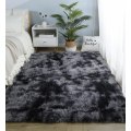 Miniatyrbillede 1 af 5: Fluffy gulvtæppe Fluffy Faux Fur Areal tæppe Dekorativt gradient gulvtæppe til soveværelse stue spisestue (Mørkegrå, 80×160cm)