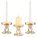 Miniatyrbilde 1 av 5: Glass Lysestake Pillar Lysestake, Dekorative Lysestaker Sett med 3, for Formelle Begivenheter, Bryllup, Kirke, Feriedekor, Midtpunkt på Bordet