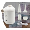 Miniatyrbilde 1 av 5: Hvit - Elektrisk luftpumpe, mini bærbar USB elektrisk luftpumpe, campinginflasjon og rask deflasjon, 4 inflasjonsdyser, egnet for madrasser
