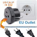 Miniatyrbilde 3 av 5: Hannplugg til EU/DE/FR/IT/ES hunnplugg, US/CA/JP hannplugg for elektronisk enhet 2-pinners EU hunnadapter (1 stk. svart)